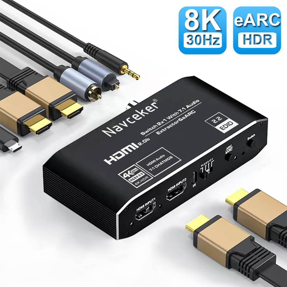 8K HDMI Extractor Audio eARC 4K 1440P 120Hz HDMI SPDIF Jack Splitter –  Navceker Store