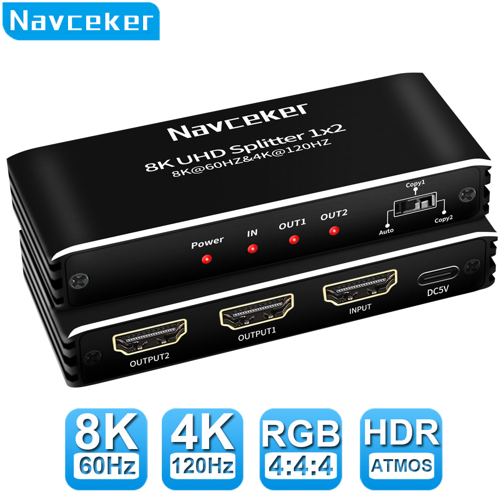 NEWCARE 8K HDMI 2.1 Switch Splitter, HDMI Switch 4K 120Hz, 3 Port HDMI  Switcher Selector Box, Supports VRR 8K@60Hz, 4K@120Hz, 4K@60Hz 48Gbps for  PS4/5