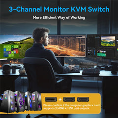 8K HDMI DP KVM Switch 3 Monitors