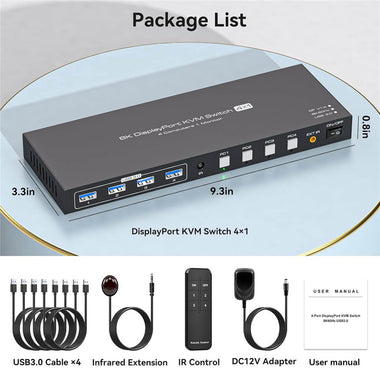 8K DP KVM Switch 4x1