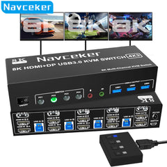 8K HDMI DP KVM Switch 3 Monitors