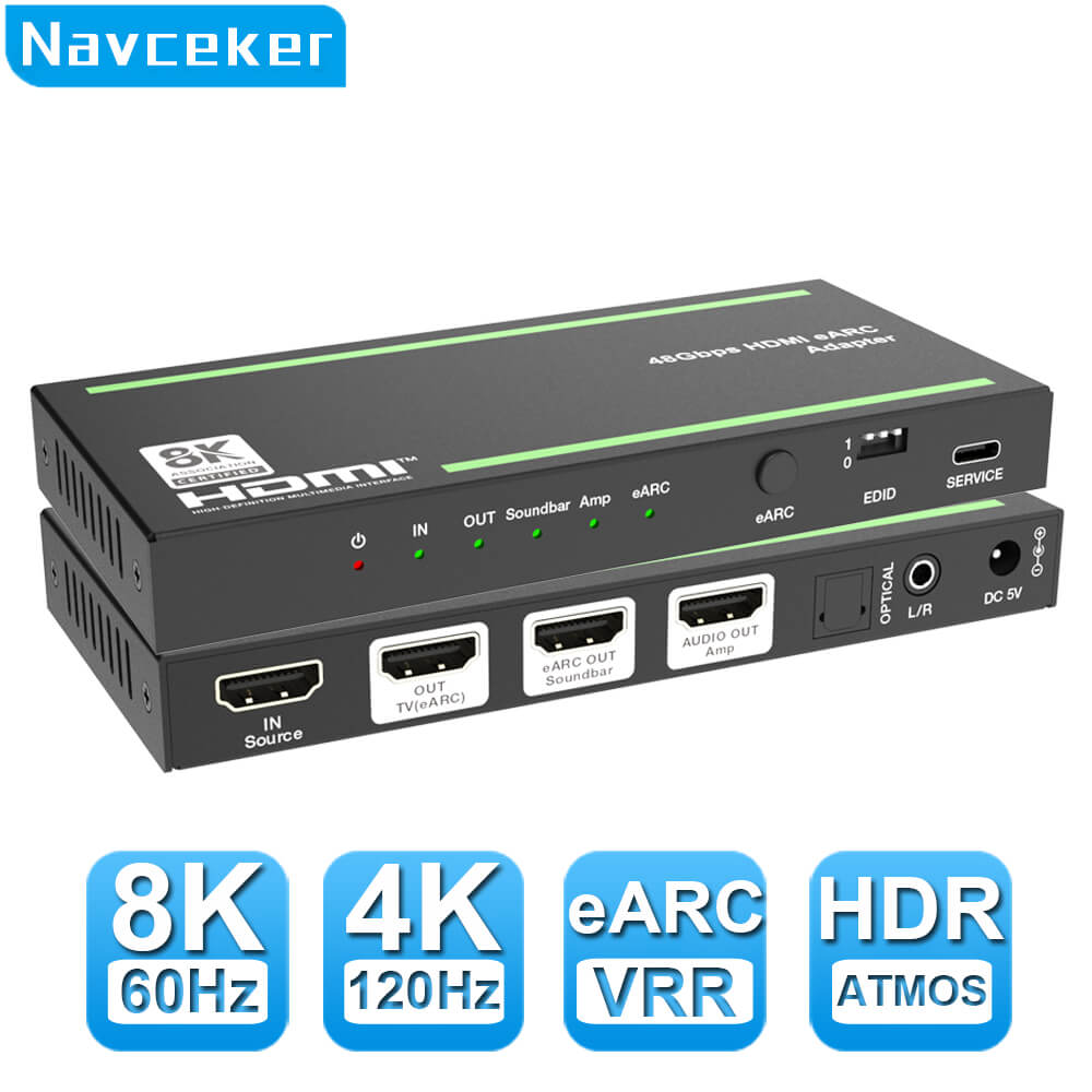 4K 120Hz HDMI 2.1 Switch 4x1 eARC Audio Extractor VRR ALLM HDCP2.3 ARC HDR10 CEC