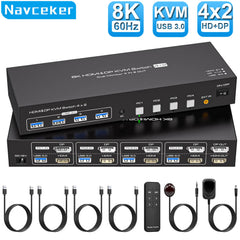 8K HDMI+DP KVM Switch 4x2