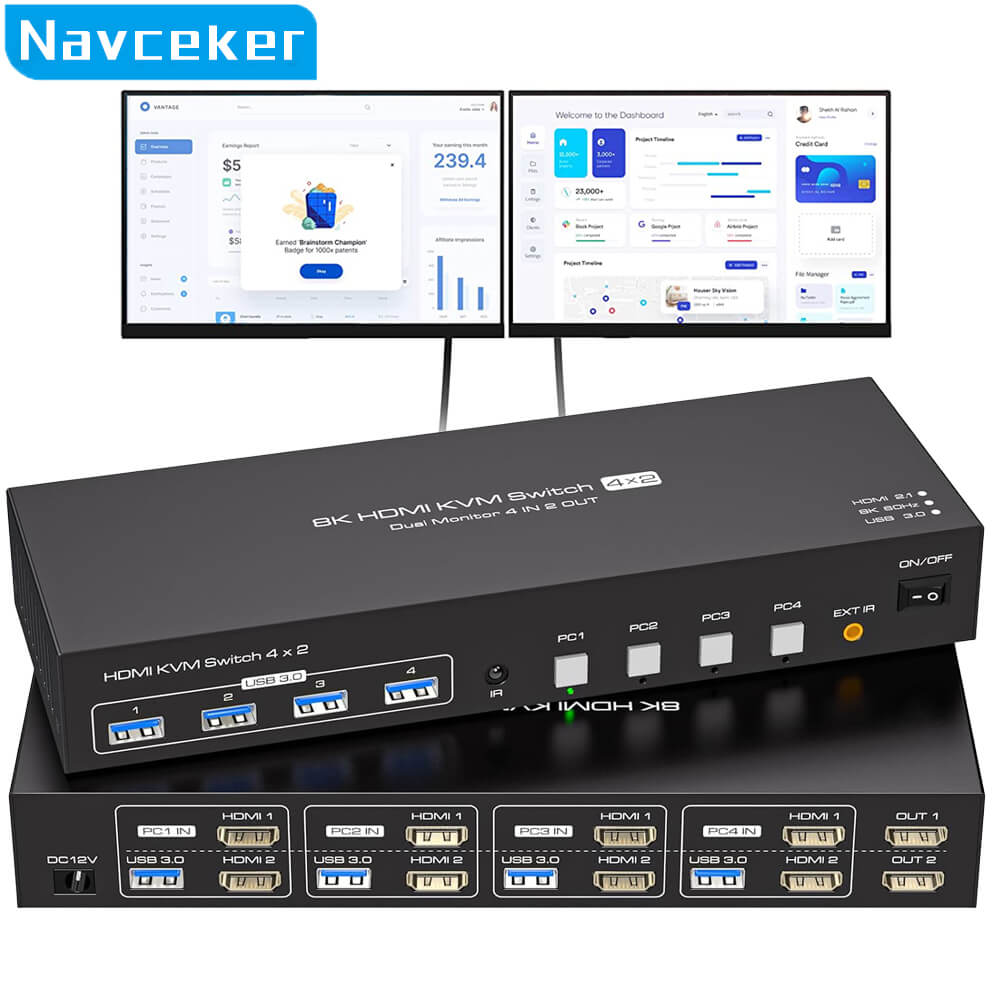 8K HDMI KVM Switch 4x2