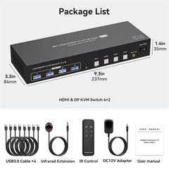 8K HDMI+DP KVM Switch 4x2
