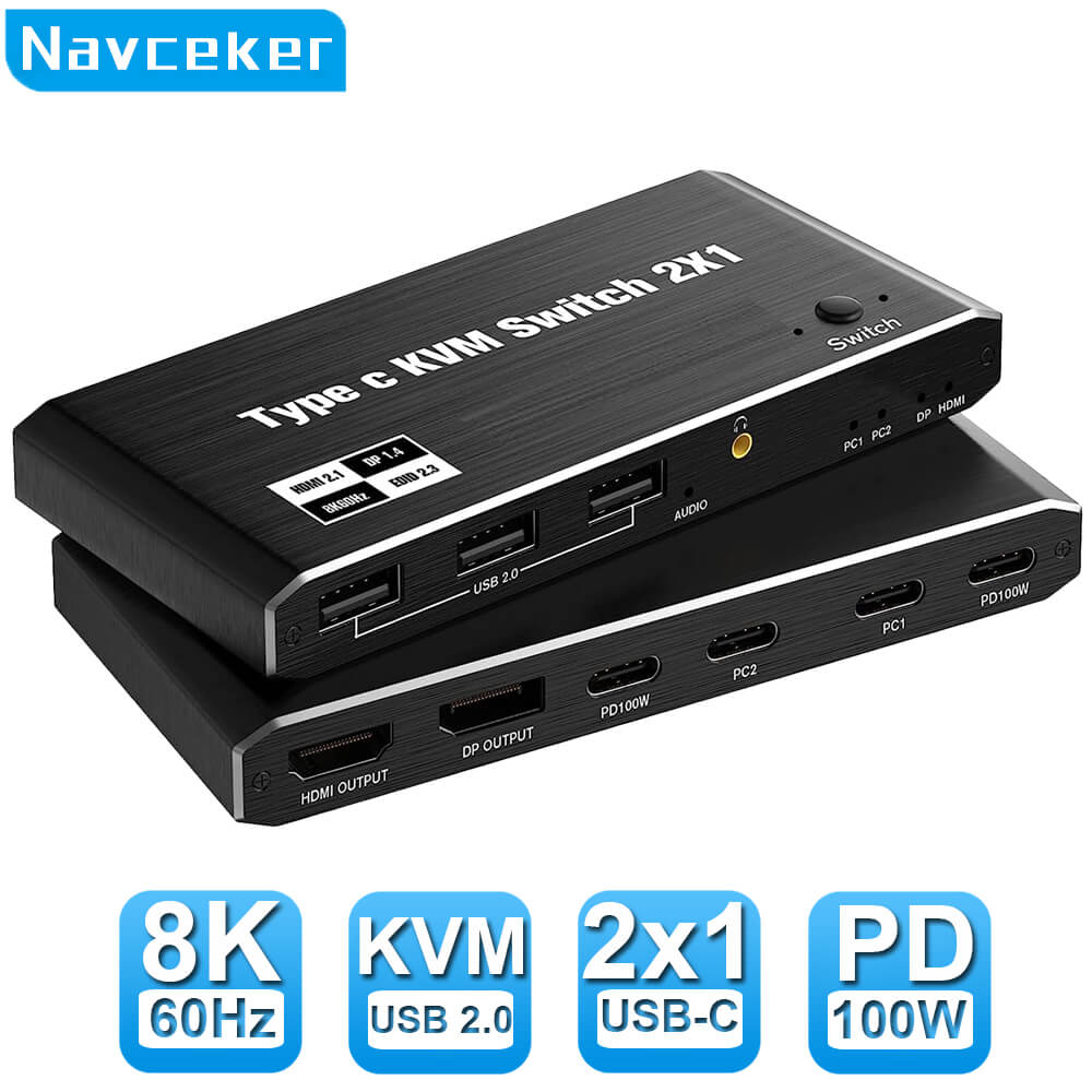 USB C KVM Switch 100 W PD