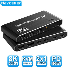 USB C KVM Switch 100 W PD