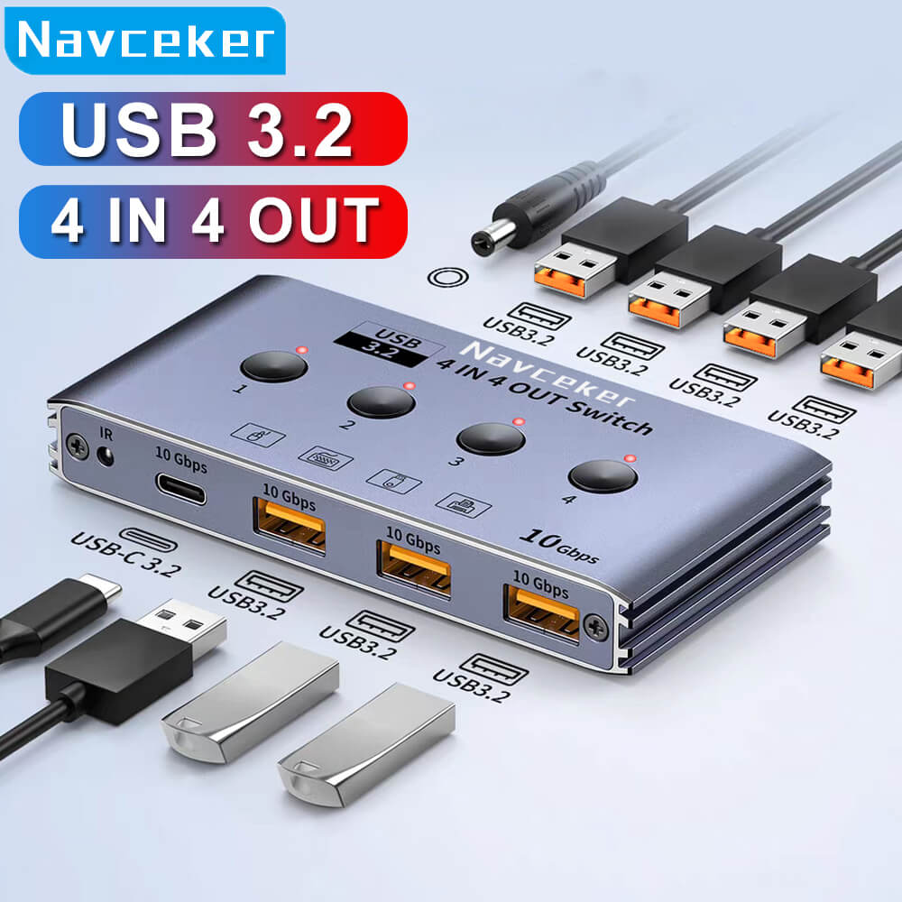 USB 3.2 Switch for 4 Computers