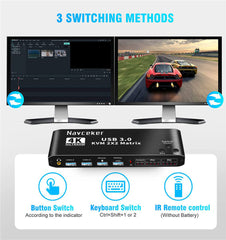 Kvm HDMI Switch Dual Monitor Commutateur KVM Double Moniteur 4K 60Hz Affichage étendu, Commutateur Clavier-souris Pour 2 Kvm HDMI 4k Kvm HDMI Switch Dual Monitor Commutateur KVM Double Moniteur 4K 60Hz Affichage étendu, Commutateur Clavier-souris Pour 2 Kvm HDMI 4k