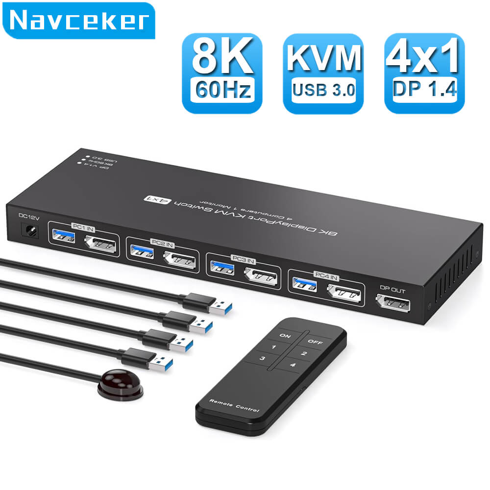 8K DP KVM Switch 4x1