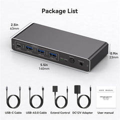 USB C + HDMI KVM Switch 100W PD