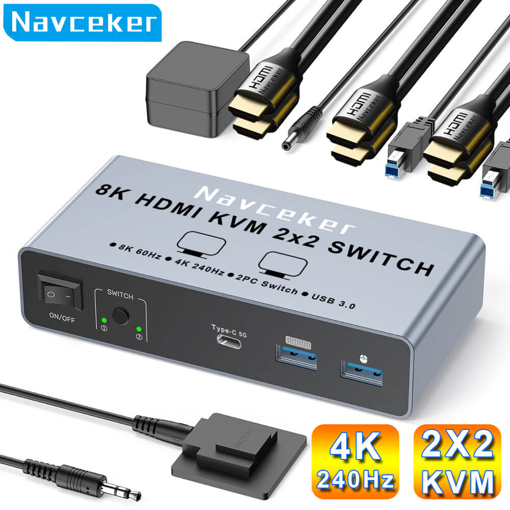 4K 240Hz HDMI KVM Switch 2x2