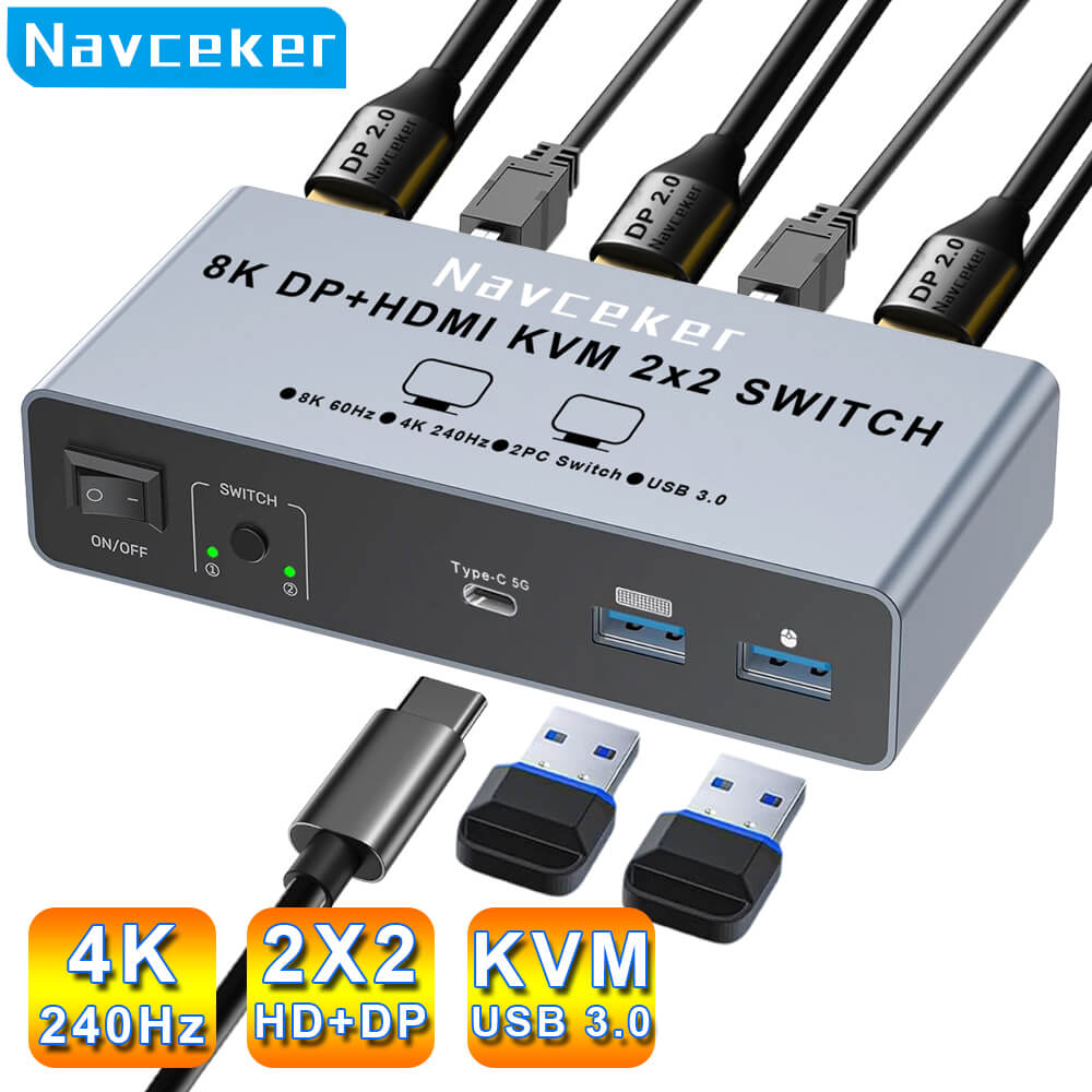HDMI DP KVM Switch 4K 240Hz
