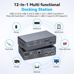 USB C KVM Dock Dual Monitor 4K 120Hz