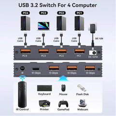 USB 3.2 Switch for 4 Computers