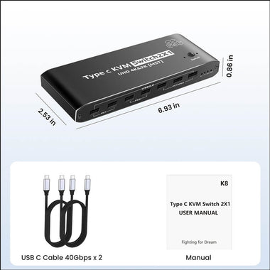 USB C KVM Switch 2x2