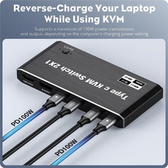 USB C KVM Switch 100 W PD